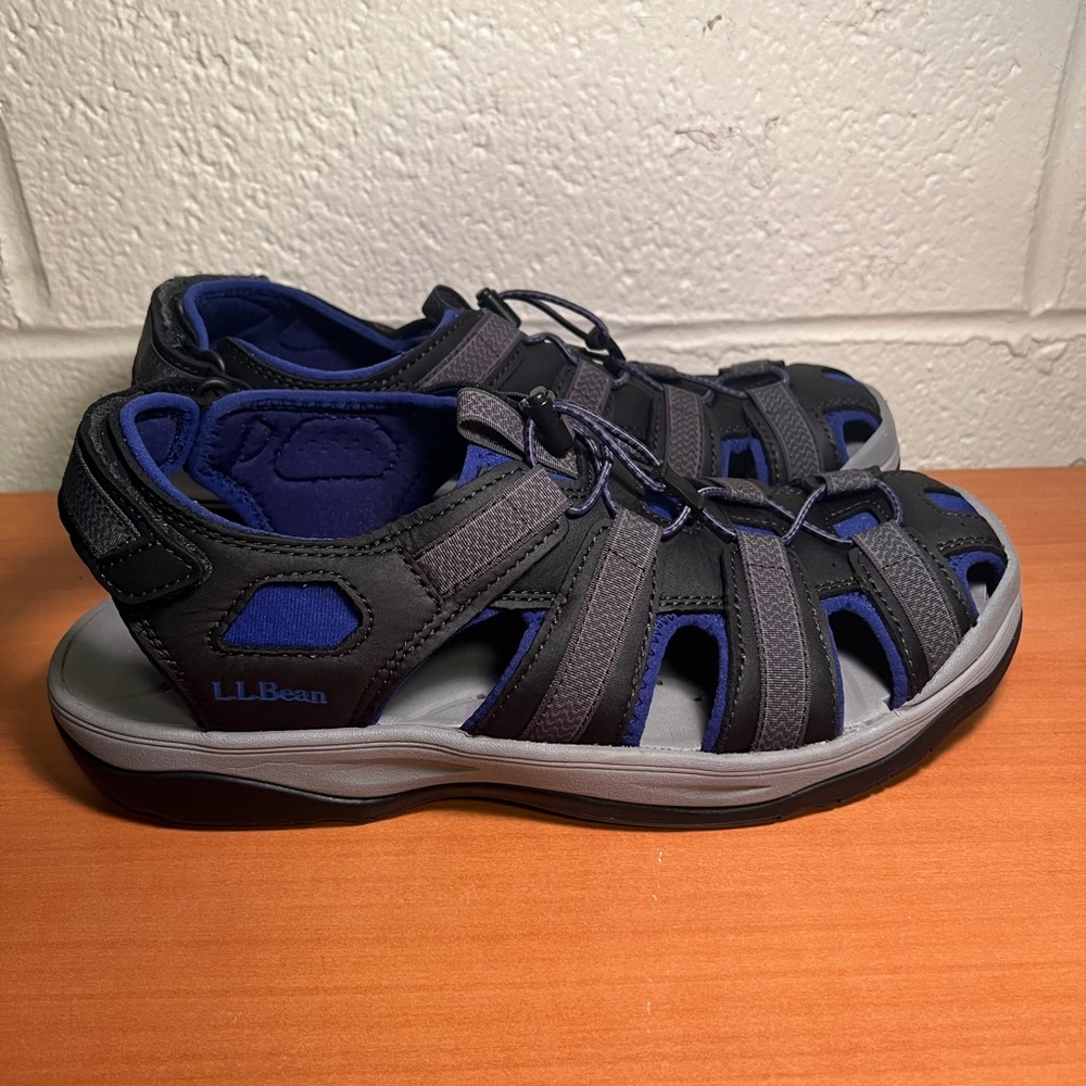 LL Bean Mens Explorer Outdoor Sports Fisherman Sandals 274550 Size 12M Gray/Blue